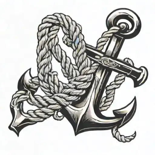 Anchor And Nautical Rope Intertwined