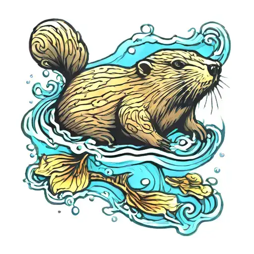 Beaver Swimming Underwater Color
