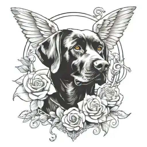 Black Labrador Guardian Angel Watching