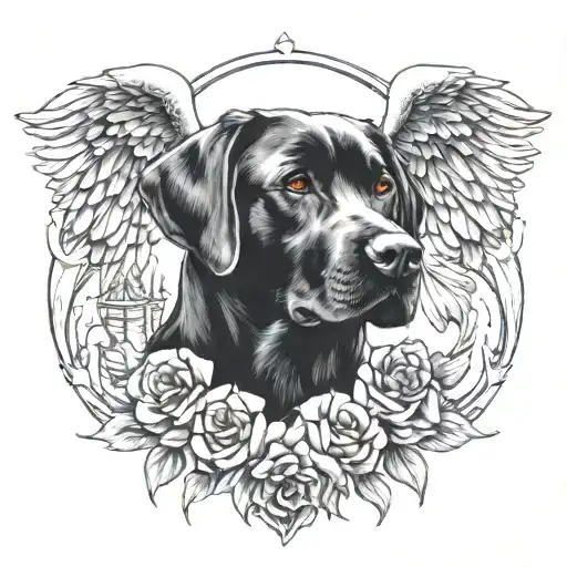 Black Labrador Guardian Angel Watching