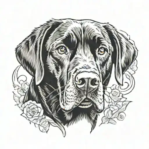 Black Labrador Portrait Watching