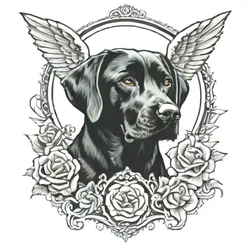 Black Labrador Guardian Angel Watching
