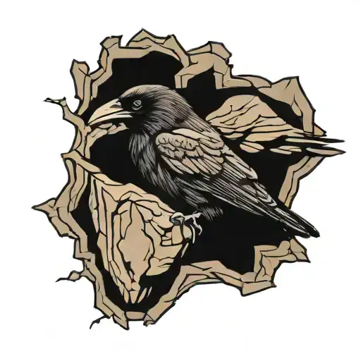 Crow Carved Into The Rock