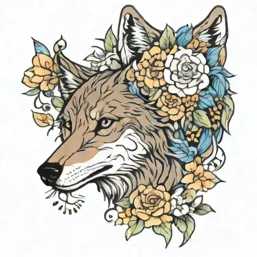 Wolf Flowers Boho