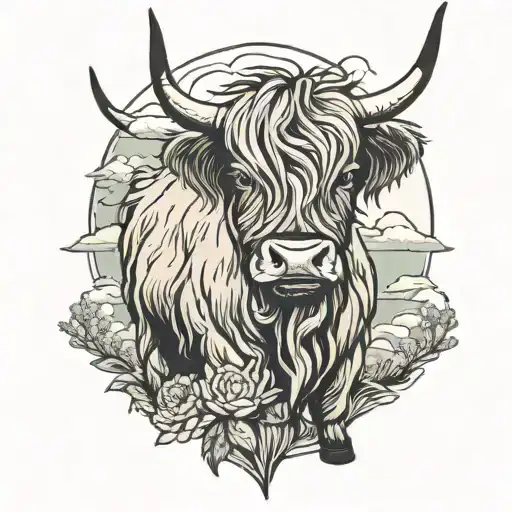 Highland Cow With Highlands Behind It