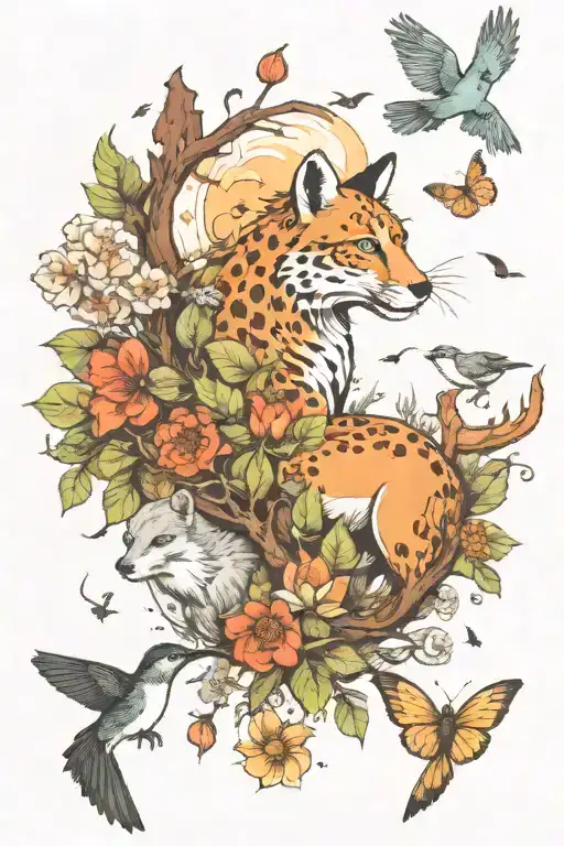 A Nature Scene Featuring Various Animals