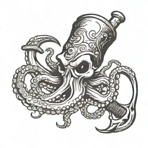 Octopus Holding An Axe And Anchor