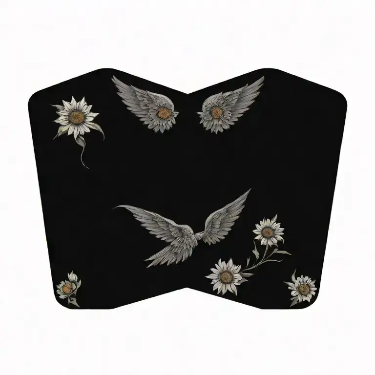 Angel Wings With Daisy's And Sunflowers