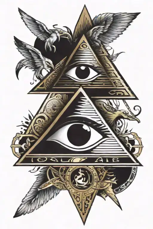 The Eye Of Ra Shining Behind Pyramids And Egyptian Gods Using Magic