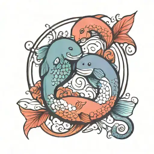 Manatee And Mermaid Ying Yang Symbol