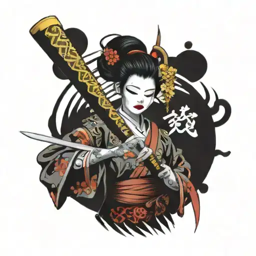 Geisha Holding A Katana