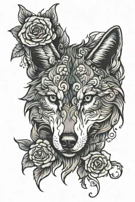Wolf Blended By Roses