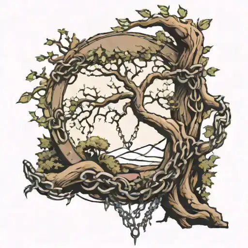 Tree With Chains Wrapped Around It