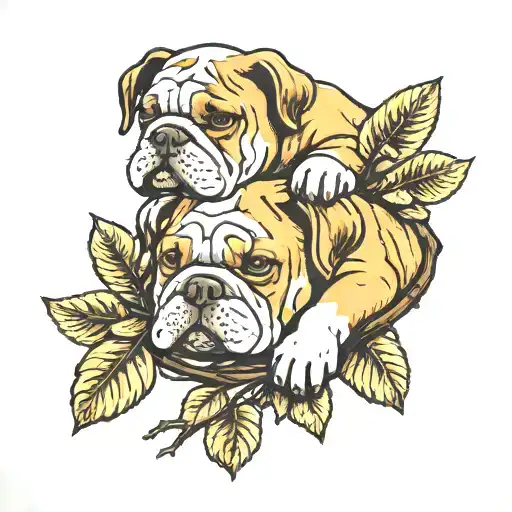 A Bulldog Puppy Sleeps On A Tree Branch