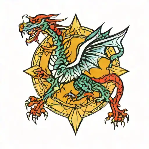 Welsh Country Geometric Design Incorporating The Welsh Dragon