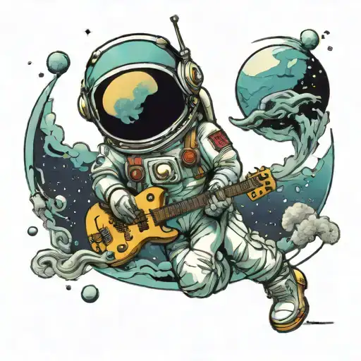 Sea Moon Sky Filled Alien Astronaut Music