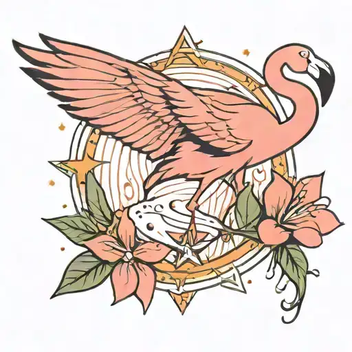 Minimalist Tattoo That Combines Flamingo And Star