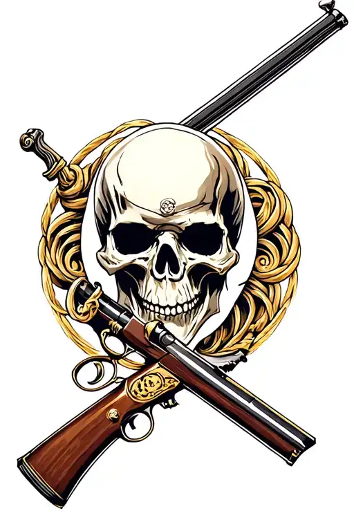 Spiralled Pirate Musket With Golden Watch No Skulls Bo Ghost Face