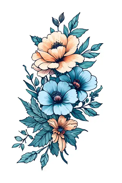 Birth Flowers M Joined Together