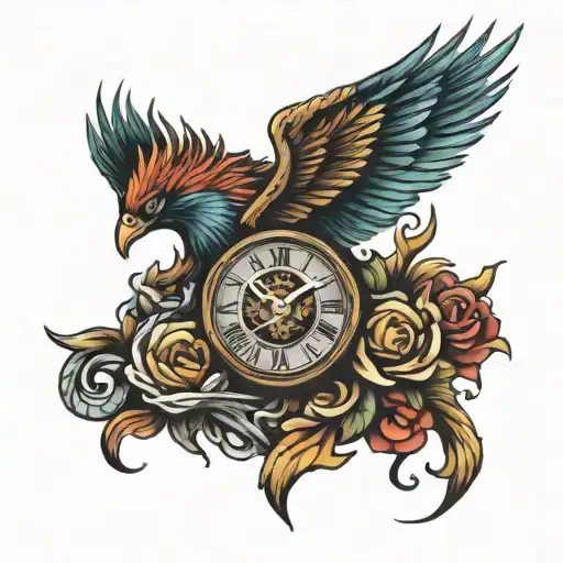 Phoenix Wings Holding Clock