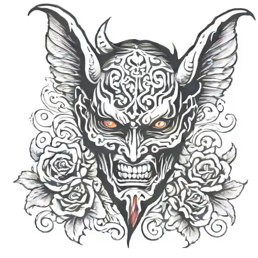 Half Demon Mask On Angel