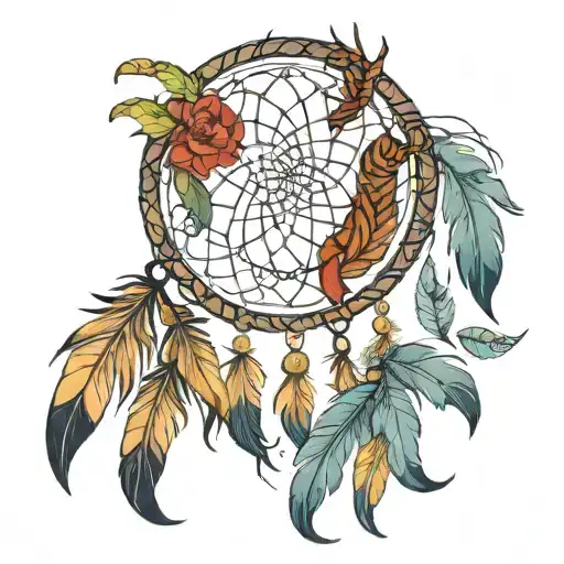Dream Catcher With Long Flowy Feathers And A Scorpion Around The Outside