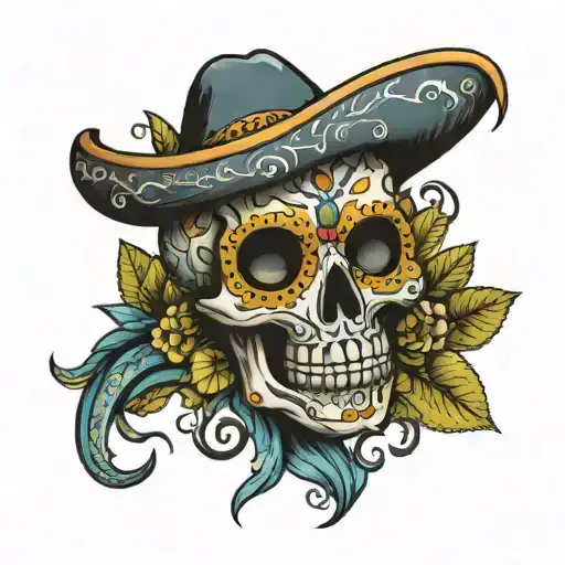 Mexican Skull With Snakle Coming Out Of The Eyes