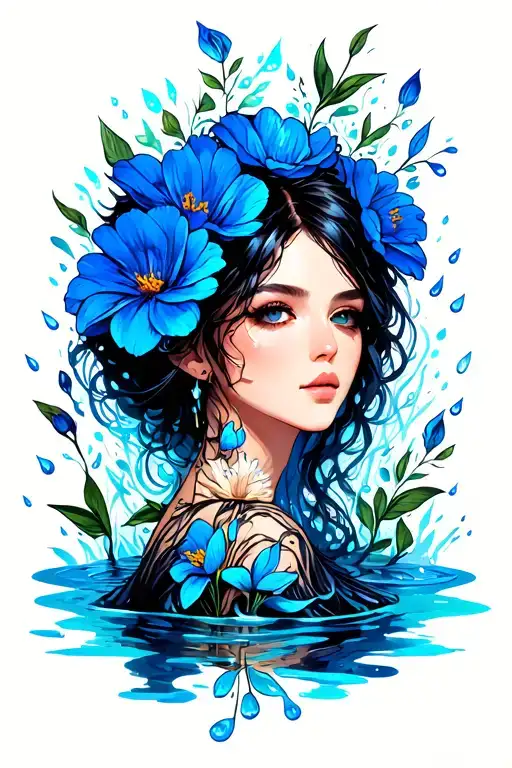 Blue Flowers With Water And Rain Around Them Goes