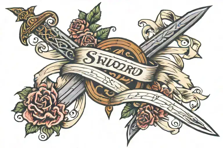 Sword And Ribbon With My Family Names Incorporated