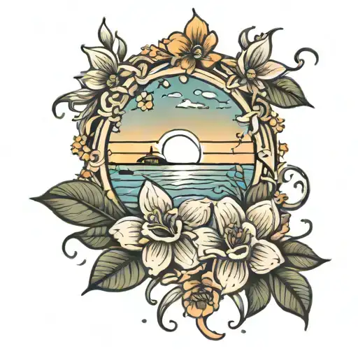 Watts Beach Flowers Sunset