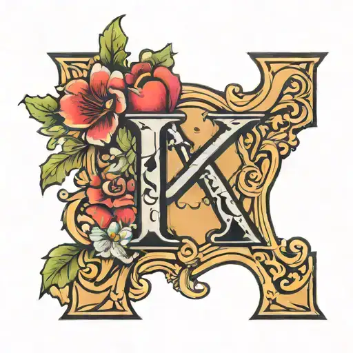 The Letter K With A Love Heart