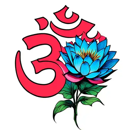 Om Sign Blue Lotus Flower Bouquet