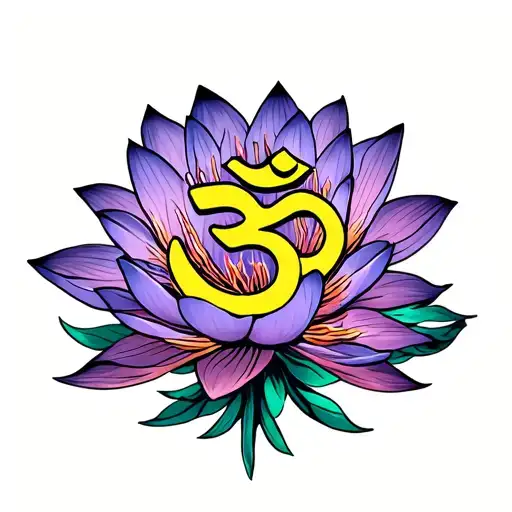 Om Sign Blue Lotus Flower Bouquet