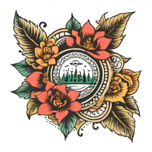 Dehi Agra Manali Punjab Travel Tattoo Design Featuring