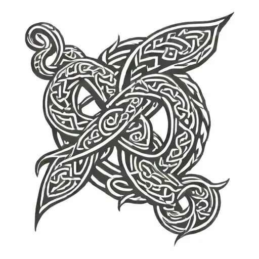 Tribal Viking Tattoo Celtic Bold Lines Knots Norses Geometric Repetitive Shape Harmonic