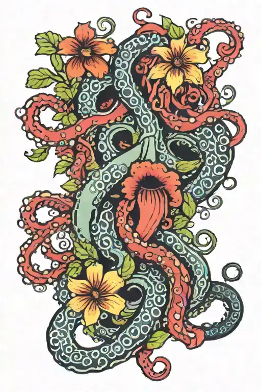 Tentacles And Flowers Color