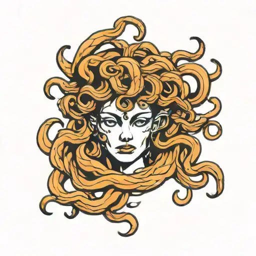 Simple Fine Line Medusa Head