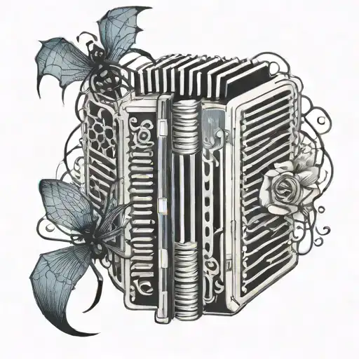 Accordion With Spider Webs Surrounding