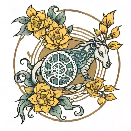 Pices Zodiac Sign With Daffodils Around