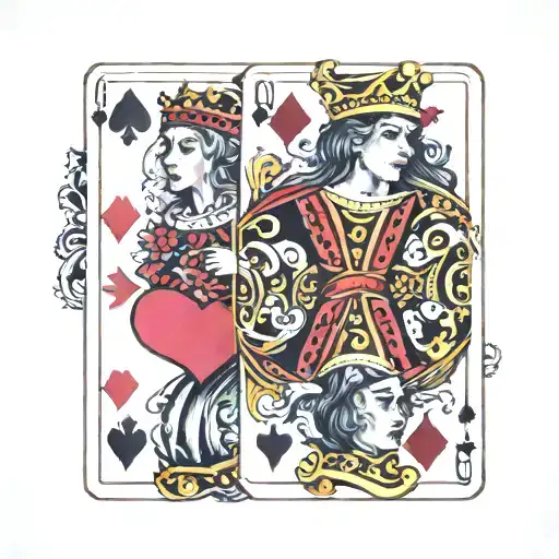 Queen Of Hearts And Queen Of Clubs Card