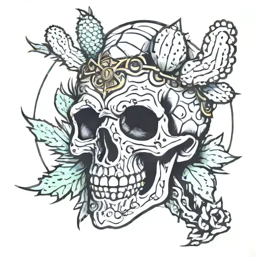 Cactus Wearing Lonhorn Skull