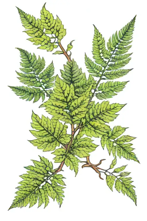 Fern Plant Leaf On Thigh