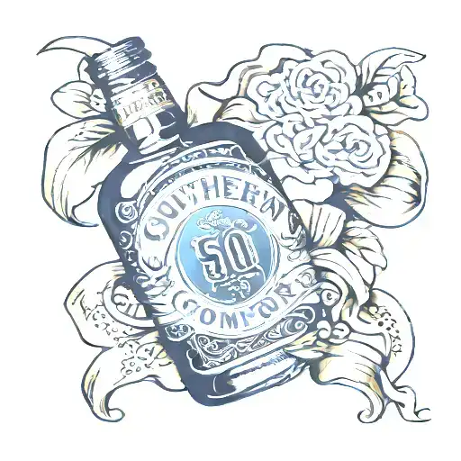 Bottle Of Southern Comfort With Date Ribbon Wrapped