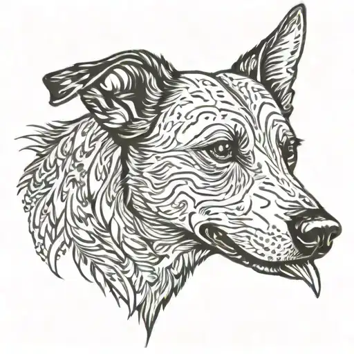 Outline Of Cattle Dogs Head With Lip And Tooth Showing