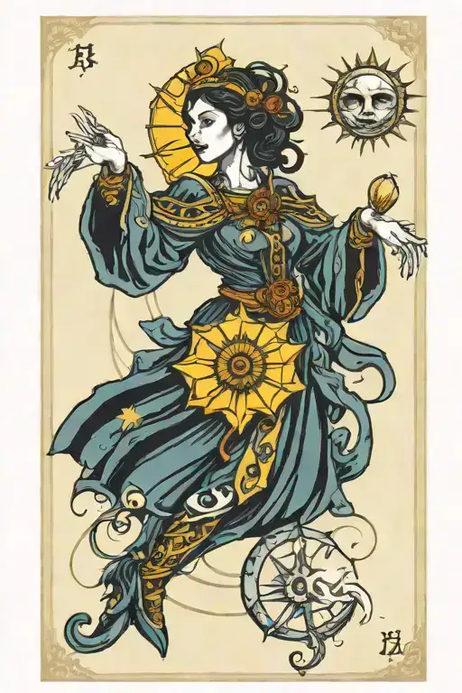 Tarot Card Featuring Sun Moon