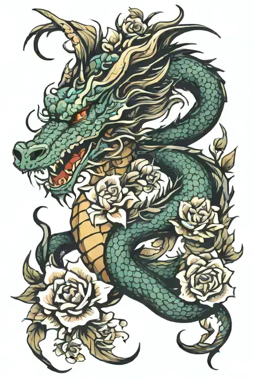 Dragon And Flowers