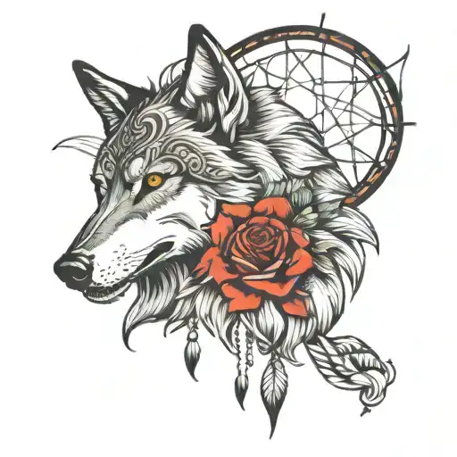 Dream Catch With A Wolf Howling