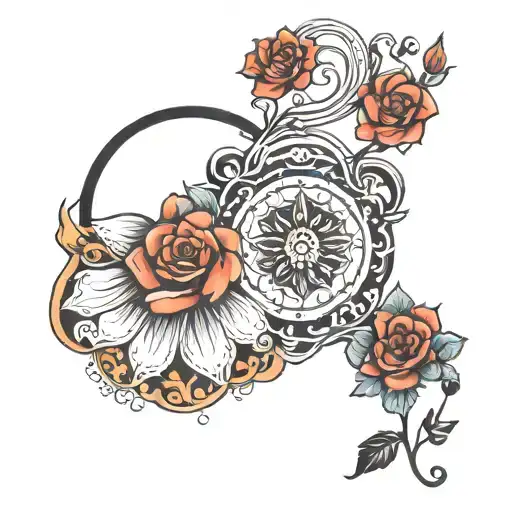 7 With Circle And Flower