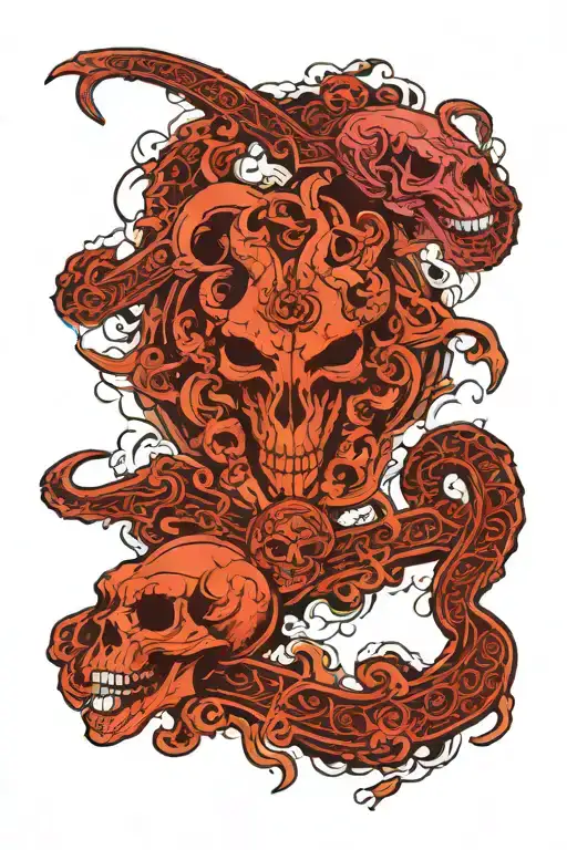 Skulls Clouds With Capricorn Zodiac Signs Intertwined