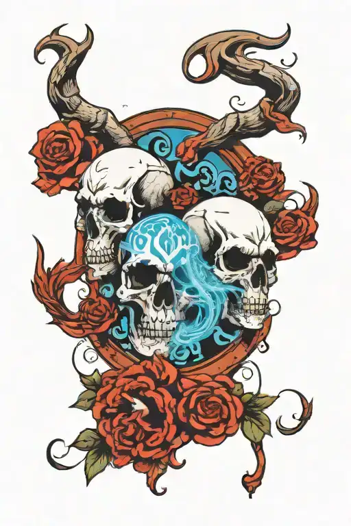 Skulls Clouds With Capricorn Zodiac Signs Intertwined